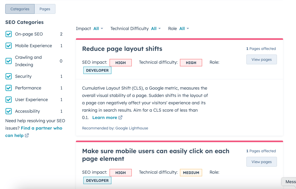 SEO-verktyg HubSpot